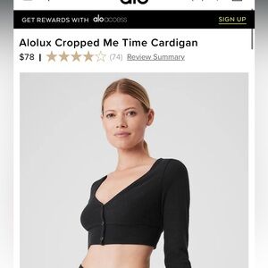 Alolux me time cardigan. Cropped. Black. Size small.